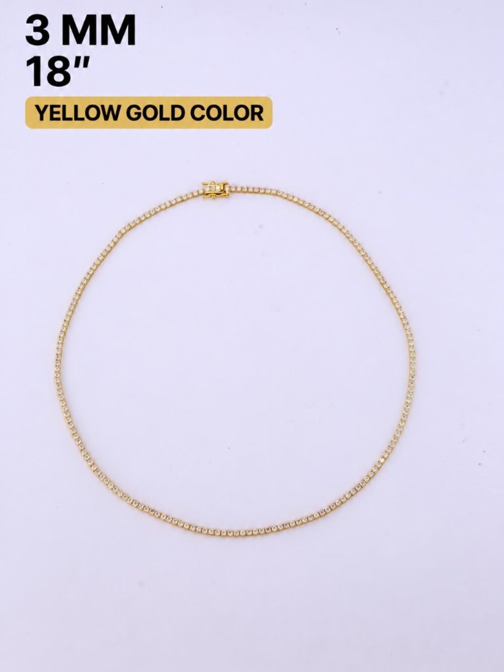 LEKANI 3mm Moissanite Tennis Necklace S925 Gold 18 in